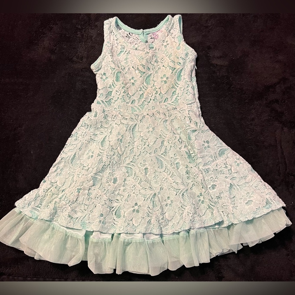 Baby Girl Elegant Mint Lace Sleeveless Dress size 4